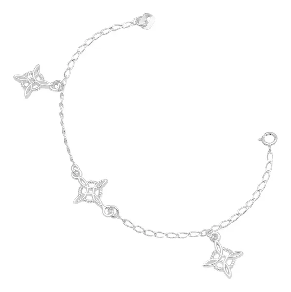 Pulsera Plata 925 Nudo de Bruja con Colgantes - Imagen 1