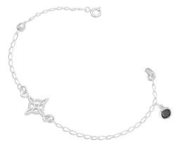 Pulsera de Plata 925 Nudo de Bruja con Cristal Negro Artesanal - Imagen 1