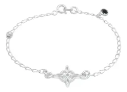 Pulsera de Plata 925 Nudo de Bruja con Cristal Negro Artesanal - Imagen 3