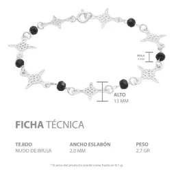 Pulsera Plata 925 Nudo Bruja con Cristal Negro - Imagen 5