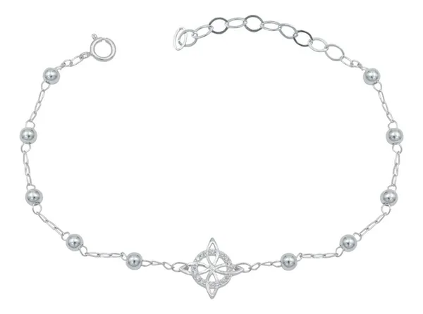 Pulsera Plata 925 Nudo de Bruja con Zirconia Ajustable - Imagen 1