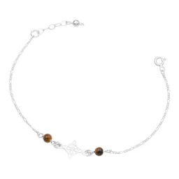 Pulsera Plata 925 Nudo Bruja con Cordón Ajustable Café - Imagen 1