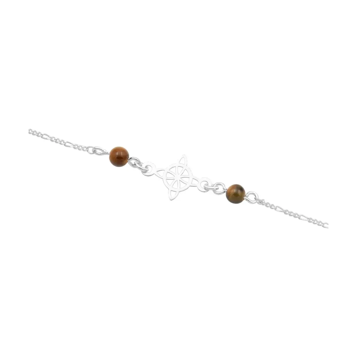 Pulsera Plata 925 Nudo Bruja con Cordón Ajustable Café - Imagen 2