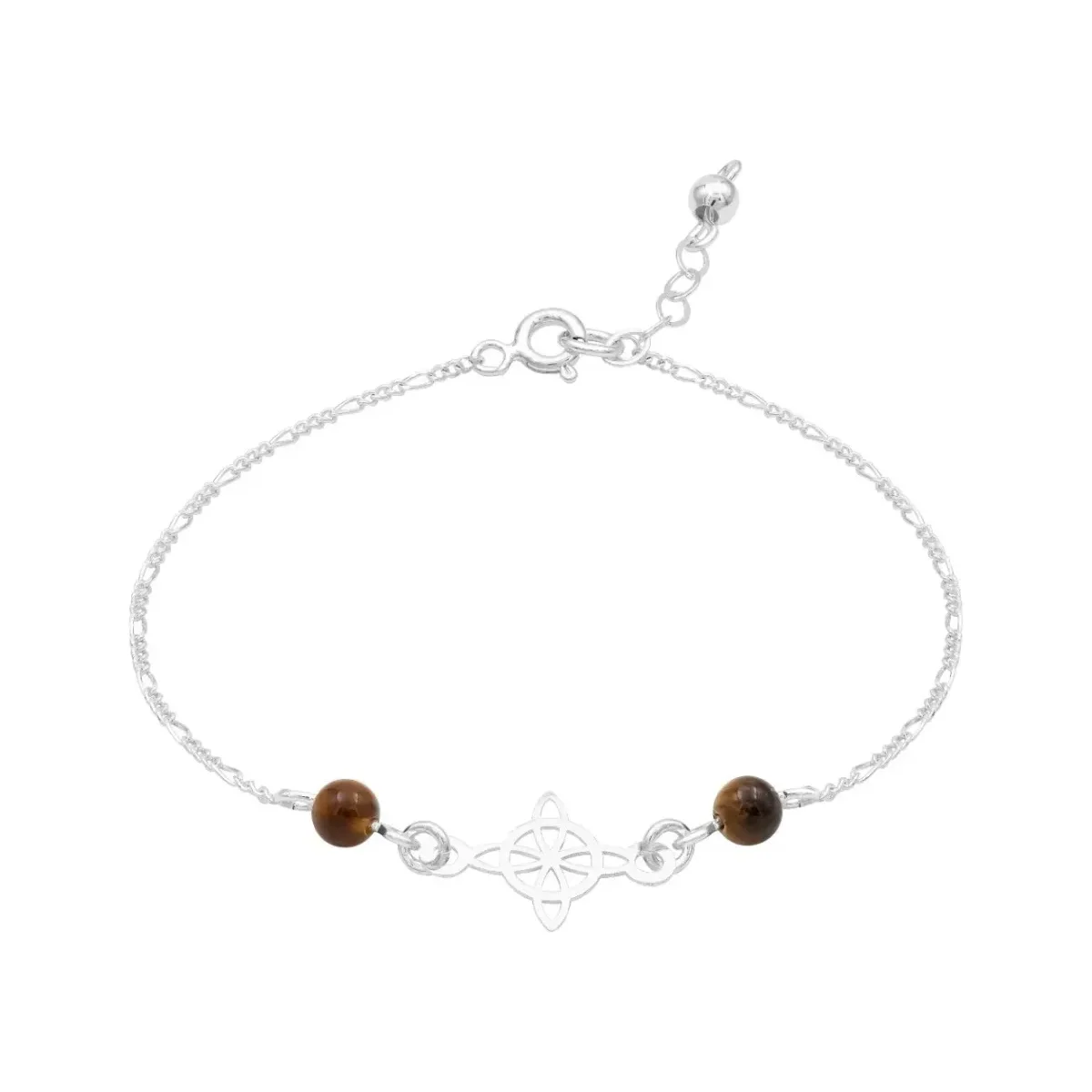 Pulsera Plata 925 Nudo Bruja con Cordón Ajustable Café - Imagen 3