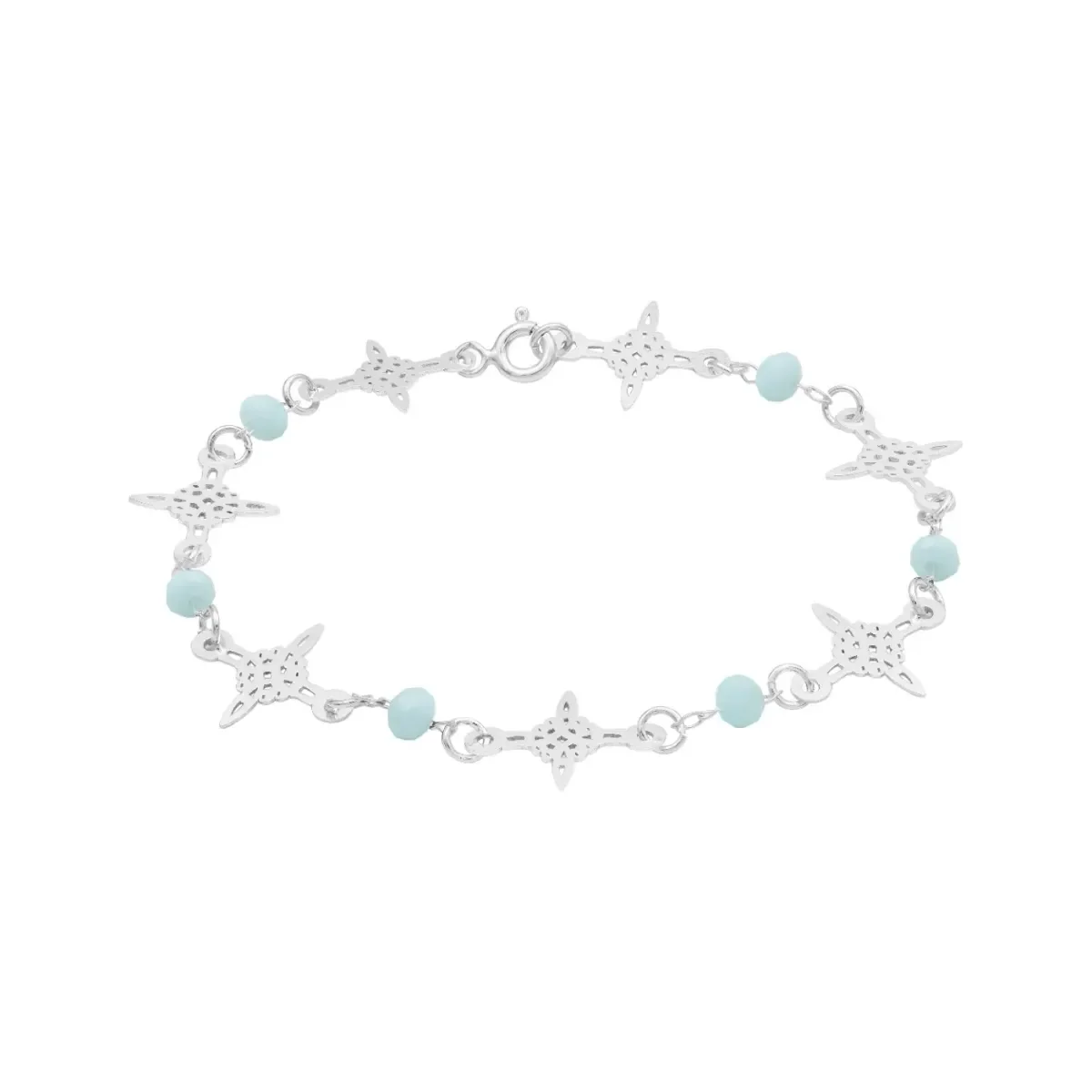 Pulsera Plata 925 Nudo Bruja con Cristal Celeste - Imagen 3