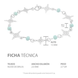Pulsera Plata 925 Nudo Bruja con Cristal Celeste - Imagen 5
