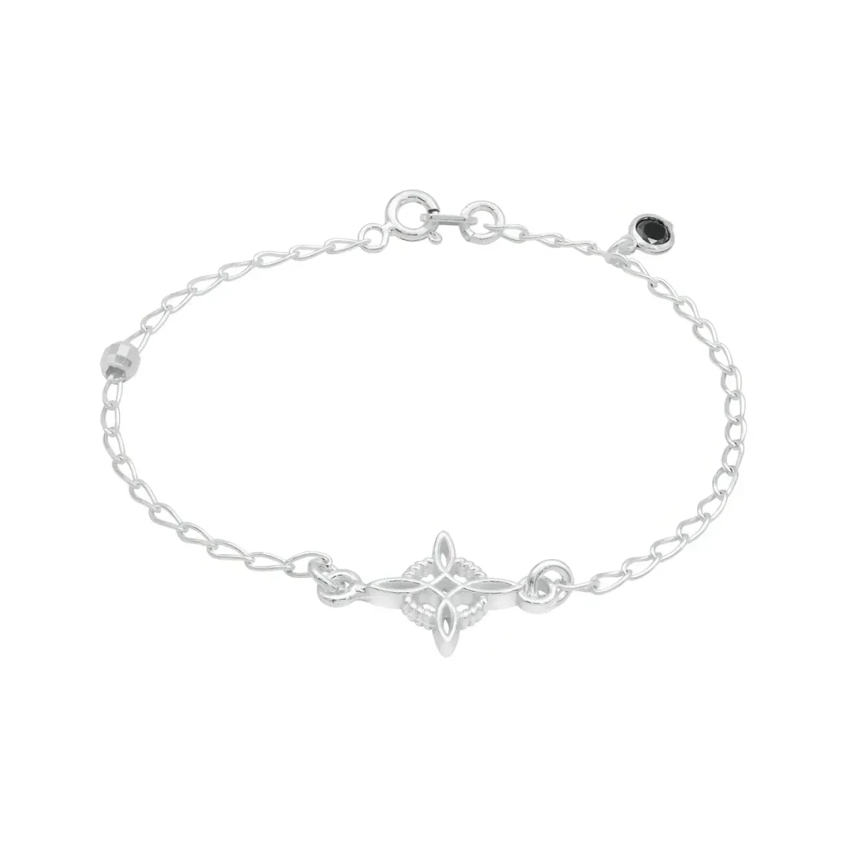 Pulsera de Plata 925 Nudo de Bruja con Cristal Negro Artesanal - Imagen 3