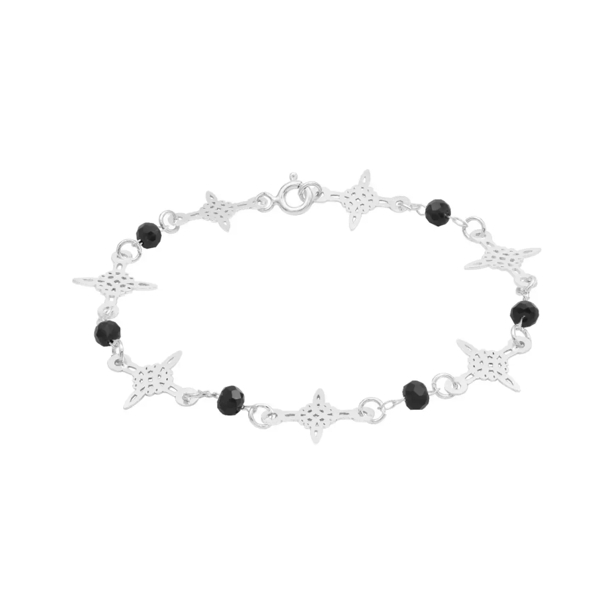 Pulsera Plata 925 Nudo Bruja con Cristal Negro - Imagen 3