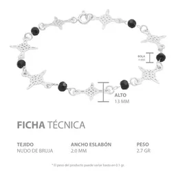 Pulsera Plata 925 Nudo Bruja con Cristal Negro - Imagen 5