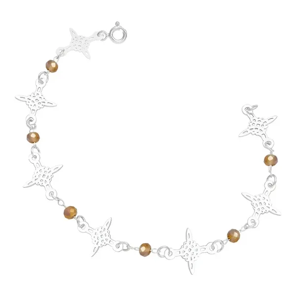 Pulsera de plata .925 cafe cristales nudo de bruja — Joyaris
