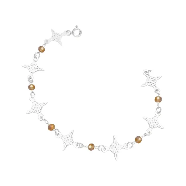 Pulsera de plata .925 cafe cristales nudo de bruja — Joyaris