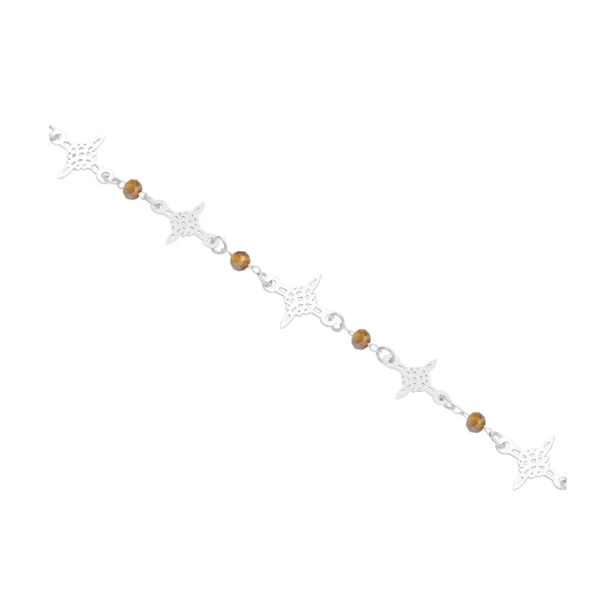 Pulsera Plata 925 Nudo de Bruja con Cristales Color Café - Imagen 2