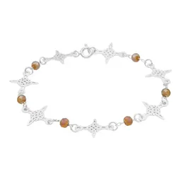 Pulsera Plata 925 Nudo de Bruja con Cristales Color Café - Imagen 3