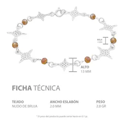Pulsera Plata 925 Nudo de Bruja con Cristales Color Café - Imagen 5