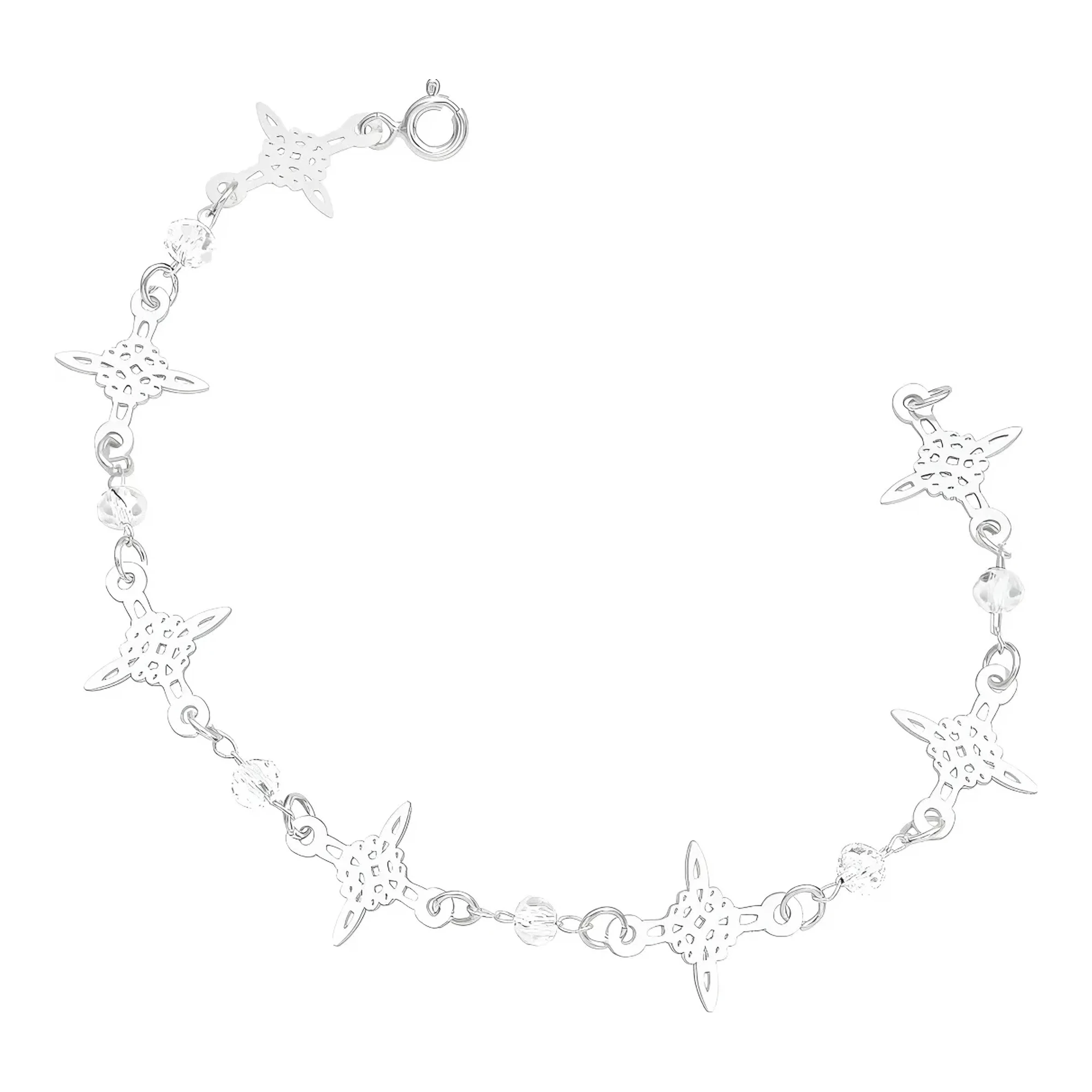 Pulsera de Plata .925 Nudo de Bruja con Cristales de colores, talismán de protección energética para mujer. Joyería mística h