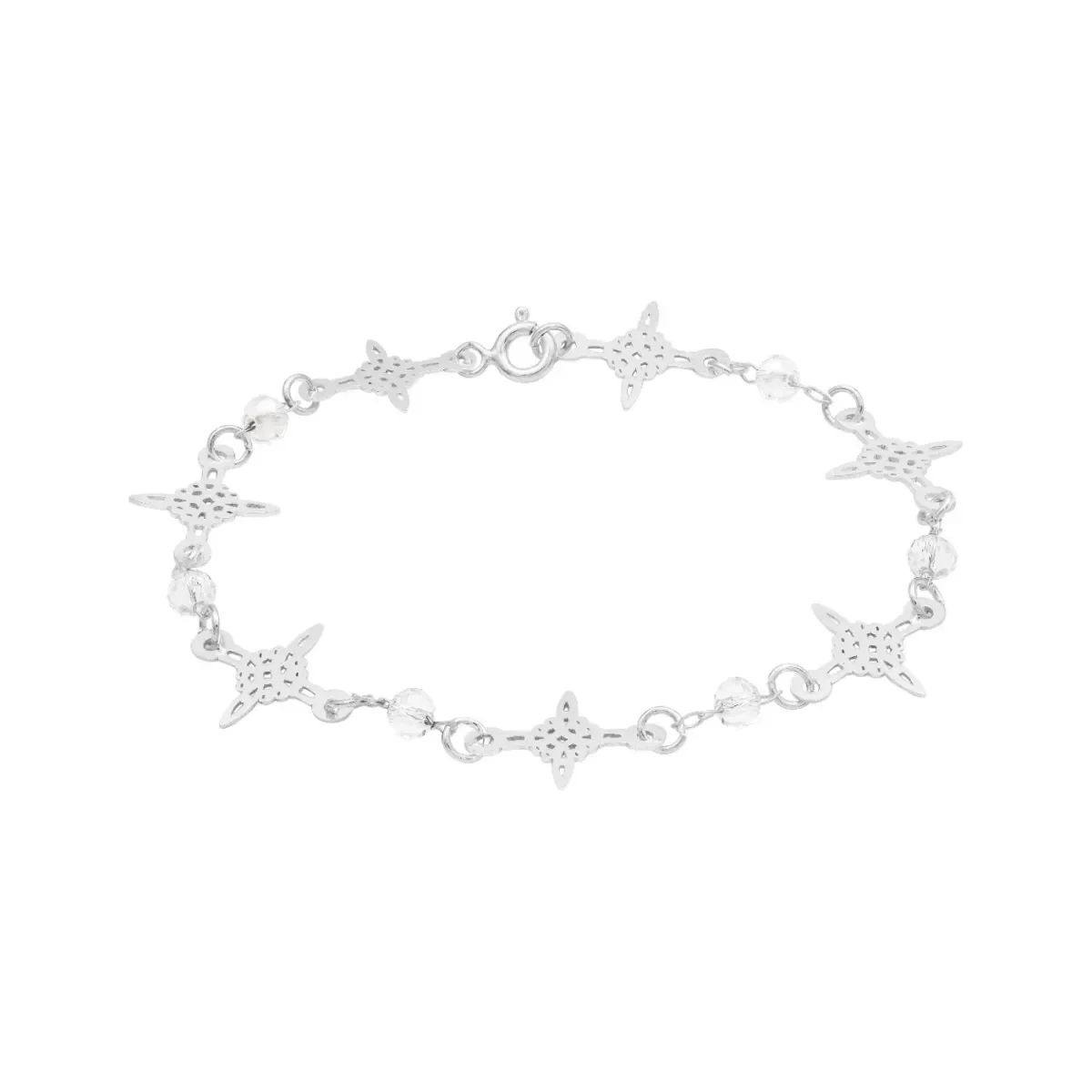 Pulsera de Plata 925 Nudo de Bruja con Cristales 19cm Mujer - Imagen 3