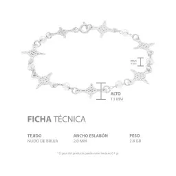 Pulsera de Plata 925 Nudo de Bruja con Cristales 19cm Mujer - Imagen 5