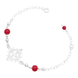 Pulsera Plata 925 Nudo Bruja Fases Luna con Hilo Rojo Ajustable - Imagen 2