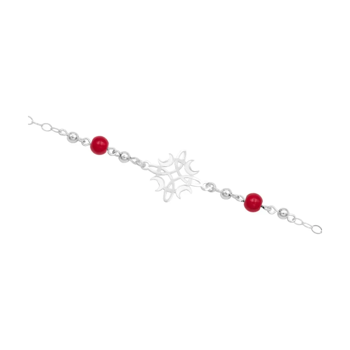 Pulsera Plata 925 Nudo Bruja Fases Luna con Hilo Rojo Ajustable - Imagen 3