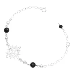 Pulsera Plata 925 Nudo Bruja Fases Lunares Ajustable Cordón Negro - Imagen 2