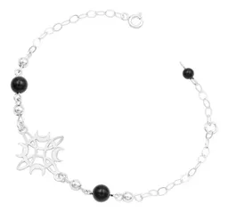 Pulsera Plata 925 Nudo Bruja Fases Lunares Ajustable Cordón Negro - Imagen 2