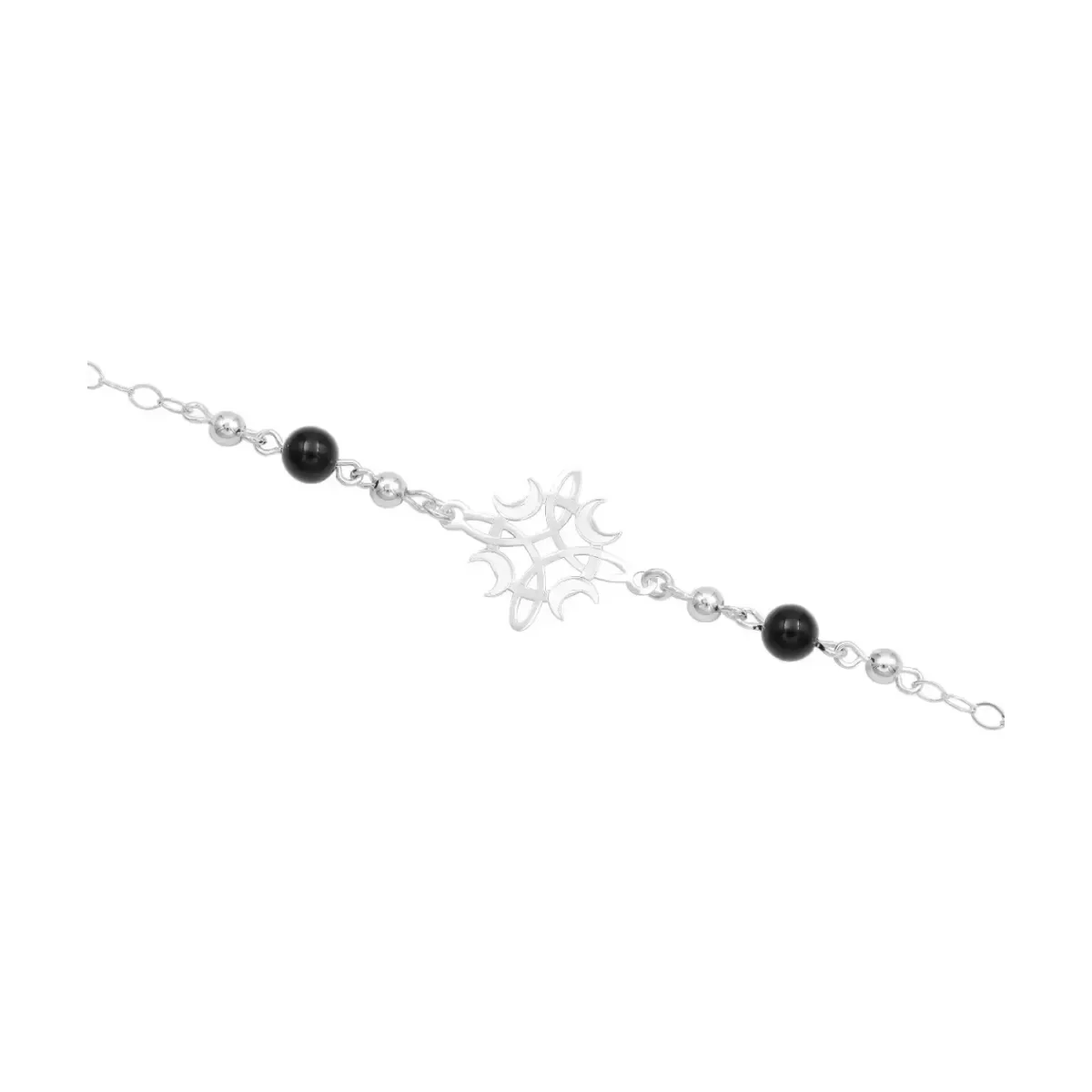 Pulsera Plata 925 Nudo Bruja Fases Lunares Ajustable Cordón Negro - Imagen 3