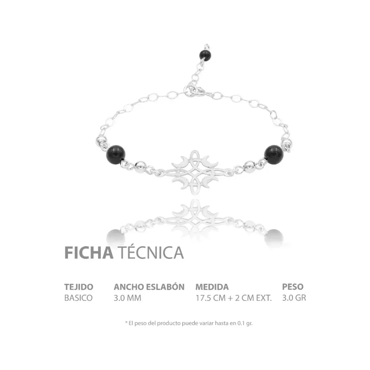 Pulsera Plata 925 Nudo Bruja Fases Lunares Ajustable Cordón Negro - Imagen 6