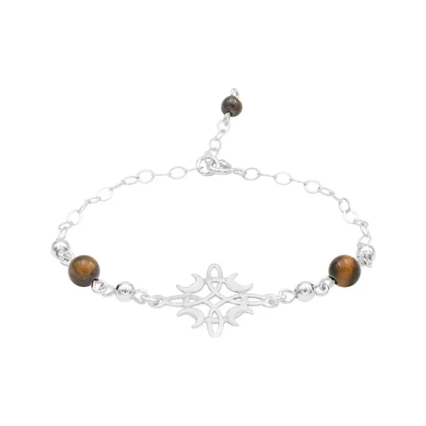 Pulsera Plata 925 Nudo de Bruja Fases Lunares Ajustable - Imagen 1