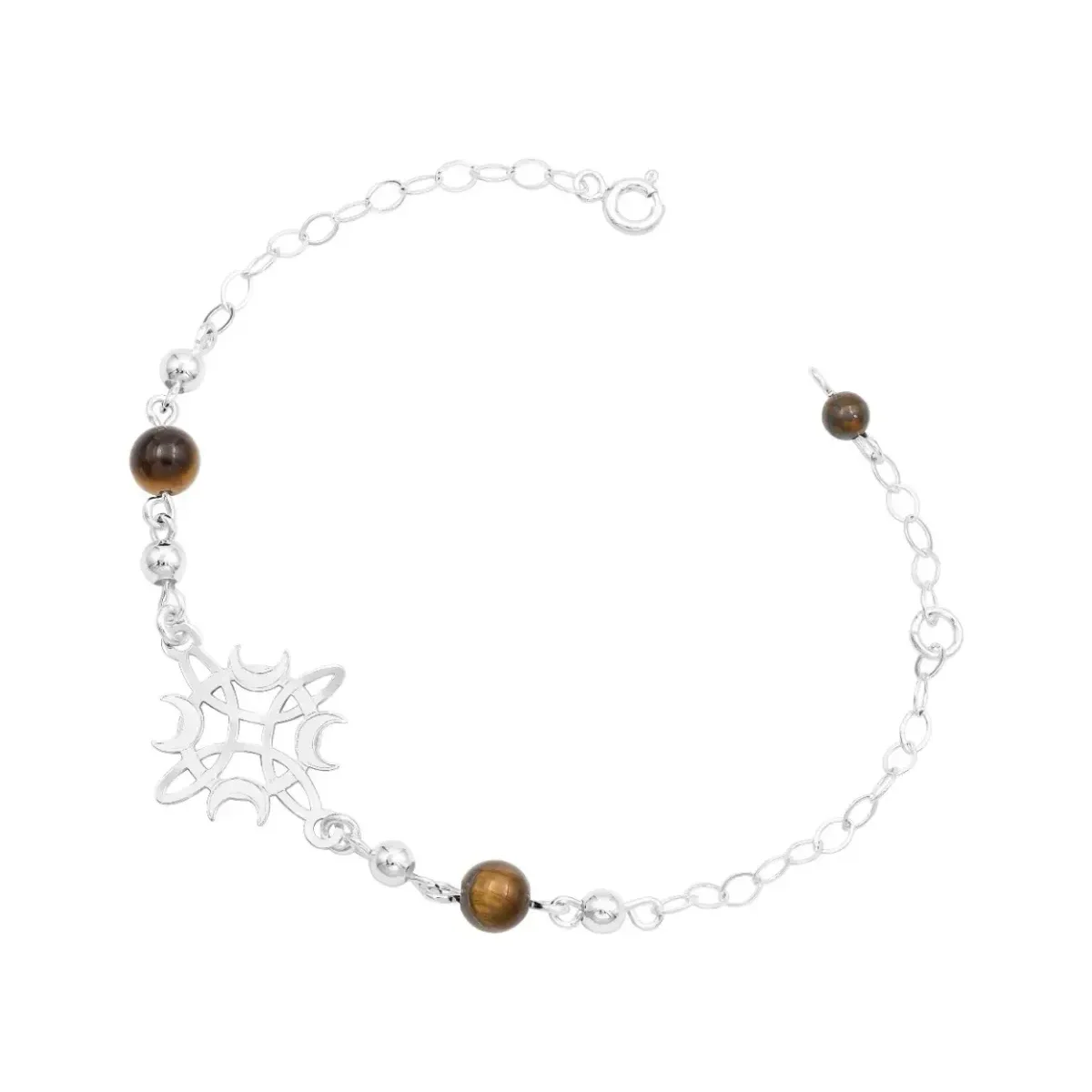 Pulsera Plata 925 Nudo de Bruja Fases Lunares Ajustable - Imagen 2