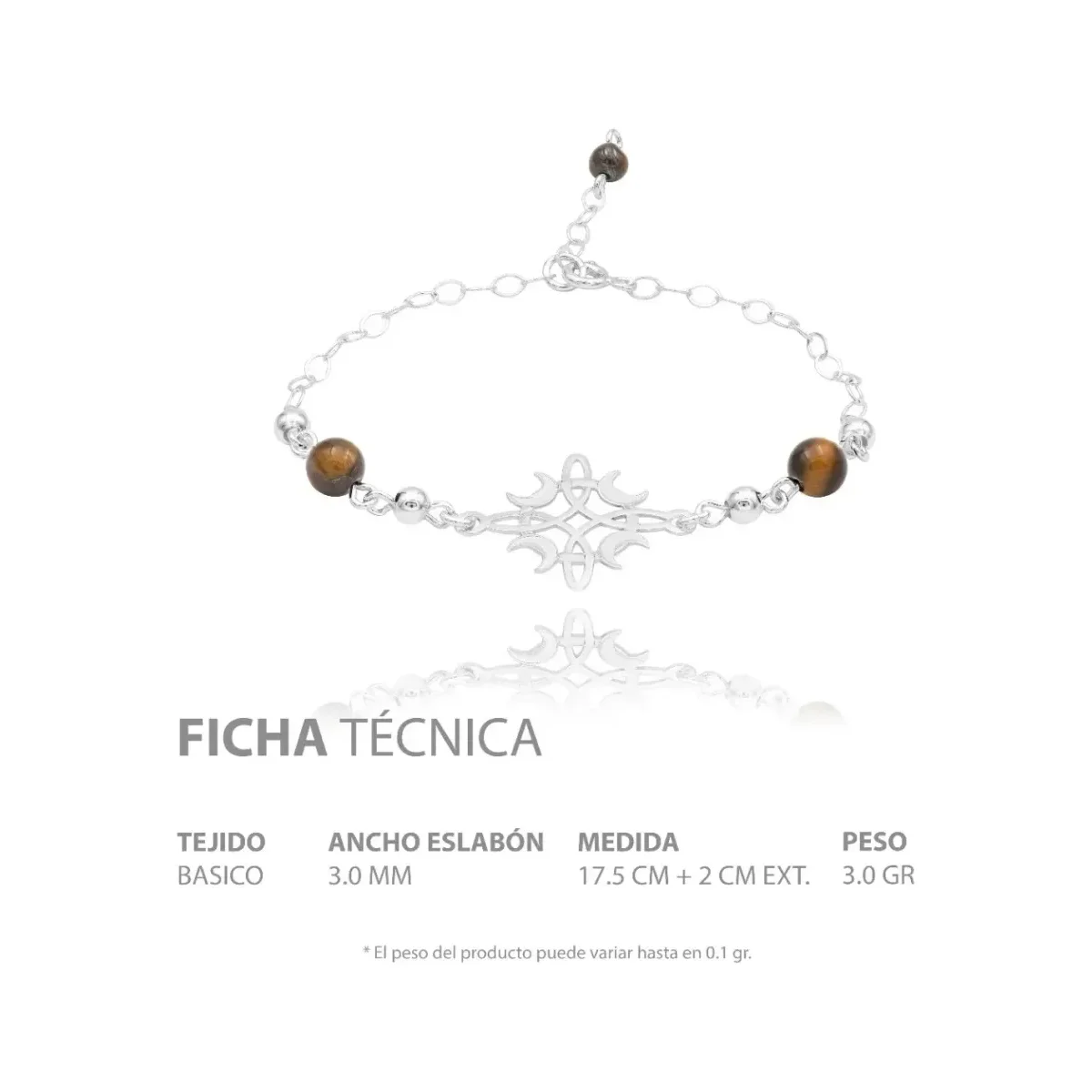 Pulsera Plata 925 Nudo de Bruja Fases Lunares Ajustable - Imagen 6