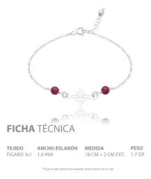 Pulsera Plata 925 Nudo Bruja Cadena Figaro Bolas Vino Ajustable - Imagen 6