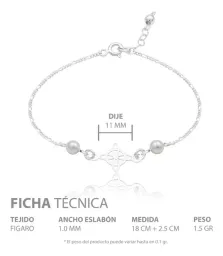 Pulsera Plata 925 Nudo de Bruja con Cadena Figaro Ajustable - Imagen 4