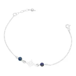 Pulsera Plata 925 Nudo de Bruja Cadena Figaro Ajustable - Imagen 1