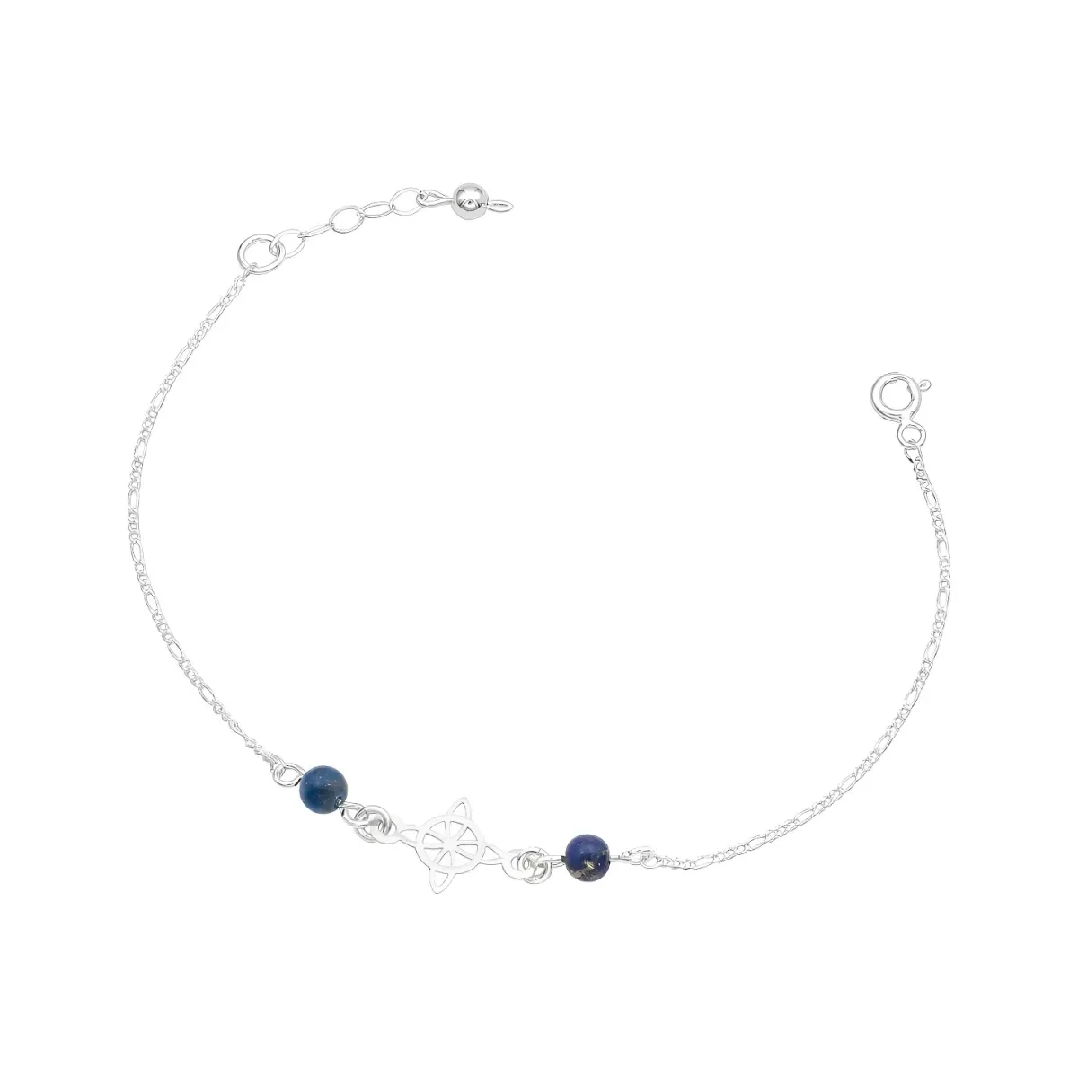 Pulsera Plata .925 brillante, dije Nudo de Bruja con cadena Figaro para mujer, joyería mística de protección, regalo signific