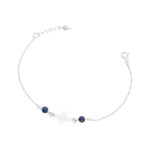 Pulsera de plata .925 azul Nudo Bruja Figaro ajustable — Joyaris