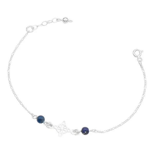 Pulsera de plata .925 azul Nudo Bruja Figaro ajustable — Joyaris