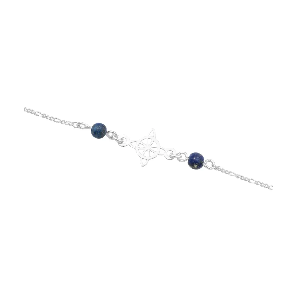 Pulsera Plata 925 Nudo de Bruja Cadena Figaro Ajustable - Imagen 2