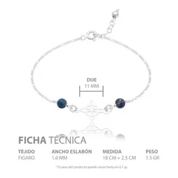 Pulsera Plata 925 Nudo de Bruja Cadena Figaro Ajustable - Imagen 4