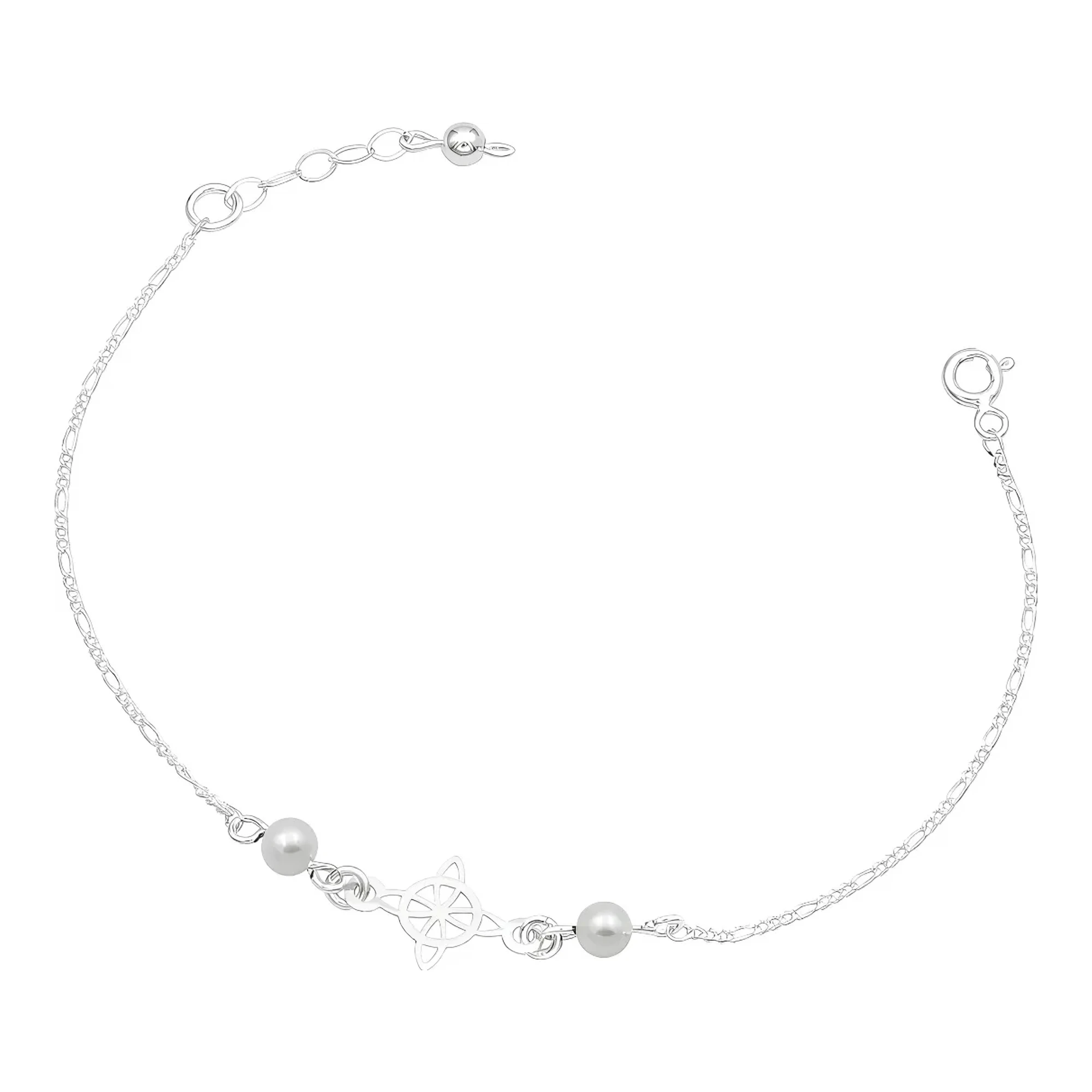 Pulsera Plata 925 Nudo de Bruja con Cadena Figaro Ajustable - Joyaris joyería fina mexicana