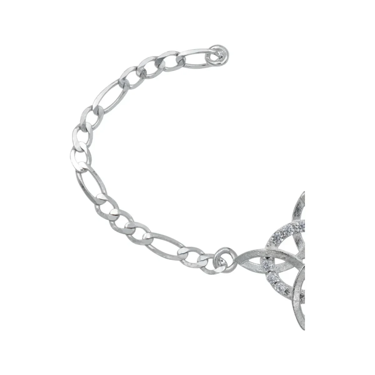 Pulsera Nudo de Bruja Plata 925 Cadena Figaro Ajustable para Mujer - Imagen 2