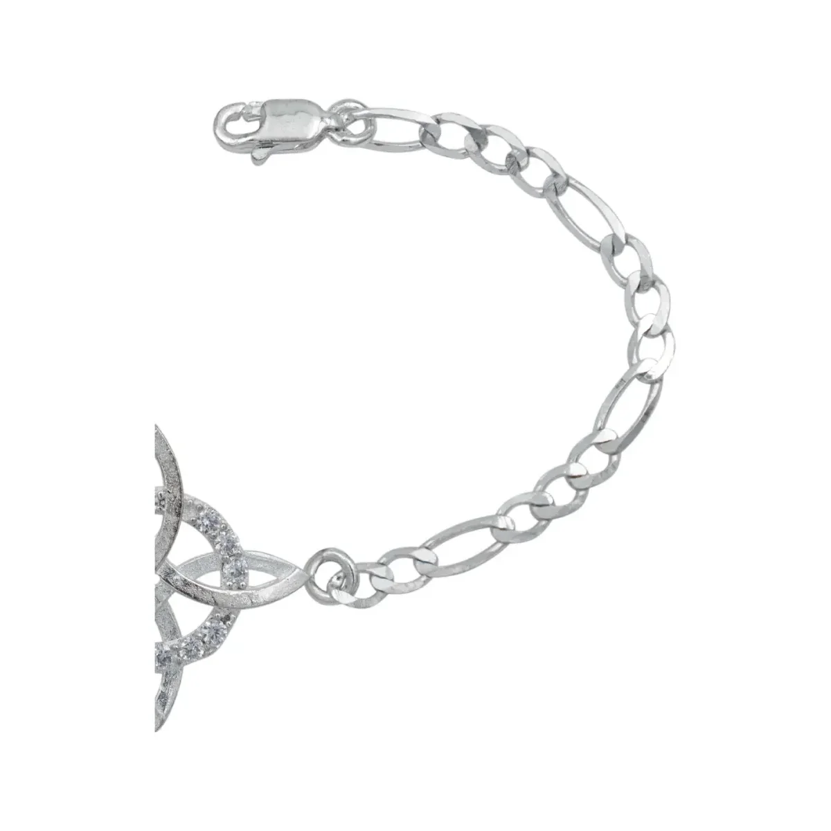 Pulsera Nudo de Bruja Plata 925 Cadena Figaro Ajustable para Mujer - Imagen 3