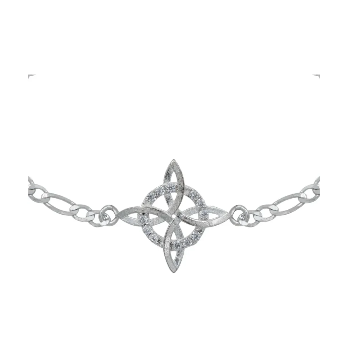 Pulsera Nudo de Bruja Plata 925 Cadena Figaro Ajustable para Mujer - Imagen 4