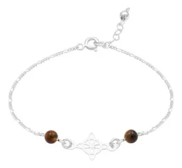 Pulsera Plata 925 Nudo Bruja con Cordón Ajustable Café - Imagen 3
