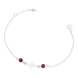 Pulsera Plata 925 Nudo Bruja Cadena Figaro Bolas Vino Ajustable - Imagen 1