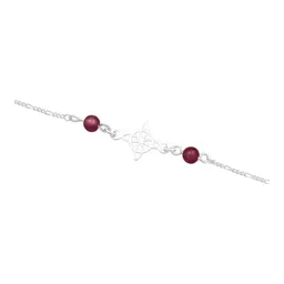 Pulsera Plata 925 Nudo Bruja Cadena Figaro Bolas Vino Ajustable - Imagen 2