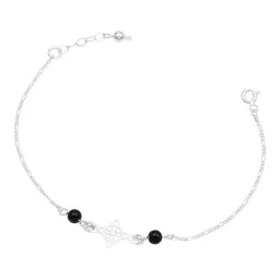 Pulsera de Plata 925 Nudo de Bruja con Cadena Figaro Negra - Imagen 1