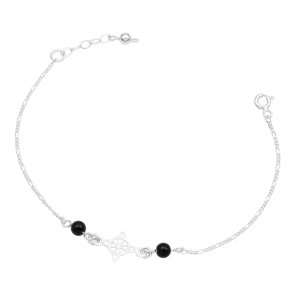 Pulsera de plata .925 negro Nudo Bruja Figaro ajustable — Joyaris