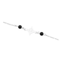 Pulsera de Plata 925 Nudo de Bruja con Cadena Figaro Negra - Imagen 2