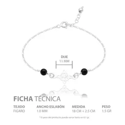 Pulsera de Plata 925 Nudo de Bruja con Cadena Figaro Negra - Imagen 4