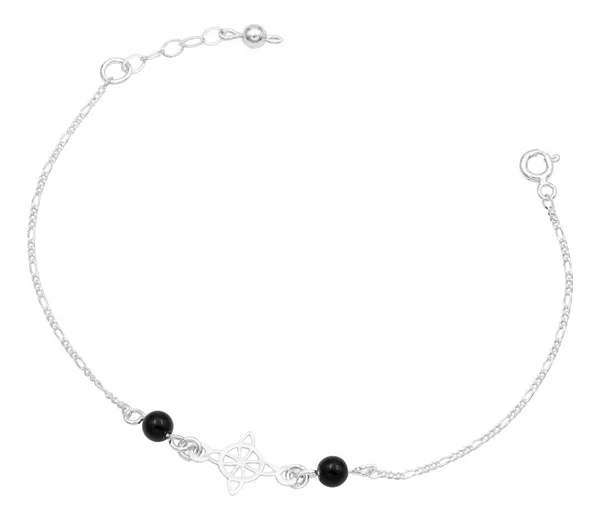 Pulsera de plata .925 negro Nudo Bruja Figaro ajustable — Joyaris